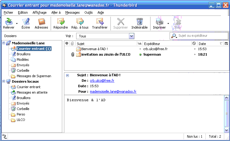 Utilisation d'un logiciel de messagerie