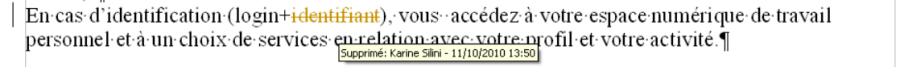 La modification est visible dans le texte